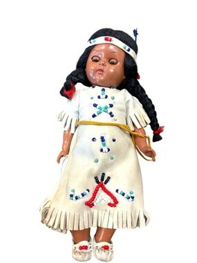 Vintage Souvenir Doll 1950s Sleep Eyes Beaded Costume